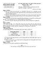 Đề thi học sinh giỏi cấp huyện môn Địa lý lớp 9 huyện Tân Hiệp, Kiên Giang năm 2014  2015 