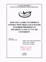 Applying games to improve interaction skills of english majored freshmen in speaking class at tay do university 