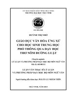 Giáo dục văn hóa ứng xử cho học sinh trung học phổ thông qua dạy học thơ Nôm Đường luật