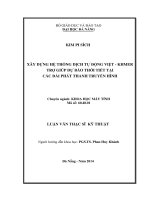 Xây dựng Hệ thống dịch tự động Việt- Khmer trơ giúp dự báo thời tiết tại các Đài Phát thanh Truyền hình