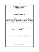 Nghiên cứu công nghệ thi công bê tông cường độ cao theo phương pháp tự chèn cho các công trình thủy lợi - thủy điện