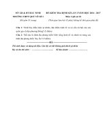 Đề thi học kì 1 môn Lịch sử lớp 10 trường THPT Quế Võ 1, Bắc Ninh năm học 2016  2017 