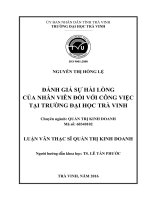 ĐÁNH GIÁ SỰ HÀI LÒNG CỦA NHÂN VIÊN ĐỐI VỚI CÔNG VIỆC TẠI TRƯỜNG ĐẠI HỌC TRÀ VINH