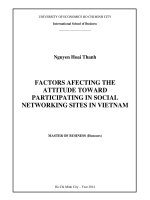 Factors affecting the attitude tow ard participating in social networking sites in vietnam 