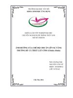 Ảnh hưởng của chế độ cho ăn lên sự tăng trưởng bù cá thát lát còm (chitala chitala) 