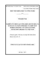 Nghiên cứu phân lập, tổng hợp, chuyển hóa và đánh giá tác dụng sinh học của hợp chất murrayafoline a từ loài glycosmis stenocarpa (drake) của việt nam (tt) 