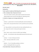 Giải bài tập SGK Tiếng Anh lớp 10 Chương trình mới Unit 6: READING, SPEAKING 