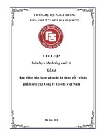 Hoạt động bán hàng cá nhân áp dụng đối với sản phẩm ô tô của công ty toyota việt nam 