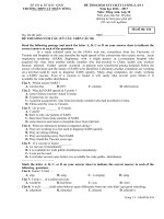 Đề thi học kỳ 1 môn Tiếng Anh lớp 10 trường THPT Lý Nhân Tông, Bắc Ninh năm học 2016  2017 