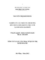 Nghiên cứu các nhân tố ảnh hưởng đến chất lượng dịch vụ tiệc cưới tại nhà hàng Rainbow