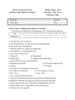 Đề thi học kì 1 môn Địa lý lớp 10 trường THPT Phan Văn Đồng, Quảng Ngãi năm học 2016  2017 