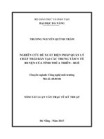 Nghiên cứu đề xuất biện pháp quản lý chất thải rắn tại các trung tâm y tế huyện của tỉnh Thừa Thiên Huế