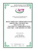 Hoàn thiện quy trình kiểm toán khoản mục nợ phải trả nhà cung cấp tại công ty TNHH kiểm toán sao việt – chi nhánh cần thơ 