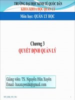 Slide bài giảng môn quản lý học: Chương 3: Quyết định quản lý