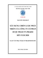 XÂY DỰNG CHIẾN LƯỢC PHÁT TRIỂN CỦA CÔNG TY CỔ PHẦN DƯỢC PHAARMTV. PHARM ĐẾN NĂM 2020- Nguyen Thanh Si
