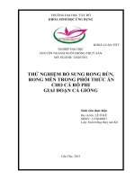 Thử nghiệm bổ sung rong bún, rong mền trong phối thức ăn cho cá rô phi giai đoạn cá giống 