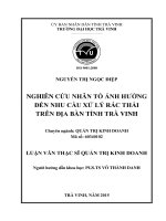 NGHIÊN CỨU NHÂN TỐ ẢNH HƯỞNG ĐẾN NHU CẦU XỬ LÝ RÁC THẢI TRÊN ĐỊA BÀN TỈNH TRÀ VINH