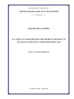 Các nhân tố ảnh hưởng đến tiến độ hoàn thành dự án xây dựng cơ bản ở các tỉnh thành phía nam 