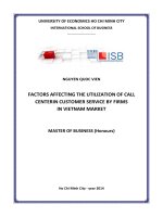 Factors affecting the utilization centerin customer service by firms in vietnam market 