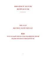 Vai trò của nguồn nhân lực trong công nghiệp hóa, hiện đại hóa phát triển kinh tế ở thành phố Hà Nội.