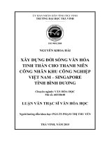 XÂY DỰNG ĐỜI SỐNG VĂN HÓA TINH THẦN CHO THANH NIÊN CÔNG NHÂN KHU CÔNG NGHIỆP VIỆT NAM - SINGAPORE TỈNH BÌNH DƯƠNG