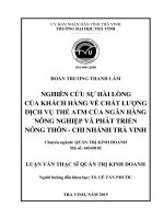 Nghiên cứu về sự hài lòng của khách hàng đối với chất lượng dịch vụ thẻ ATM của ngân hàng nông nghiệp và phát triển nông thôn  chi nhánh trà vinh (tóm tắt - trích đoạn)