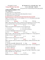 Đề thi học kì 1 môn Hóa học lớp 10 trường THPT Phan Ngọc Hiển, Cà Mau năm học 2016  2017 