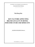 Key factors affecting brand loyalty in hotel industry in ho chi minh city 