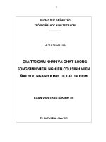 Giá trị cảm nhận và chất lượng sống sinh viên nghiên cứu sinh viên đại học ngành kinh tế tại TP HCM 