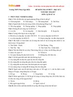 Đề kiểm tra 45 phút học kì 1 môn Lịch sử lớp 10 trường THPT Phan Ngọc Hiển, Cà Mau năm học 2016  2017 