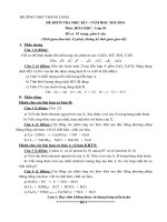 Đề kiểm tra học kì 1 môn Hóa học lớp 10 năm học 2015  2016 trường THPT Thăng Long
