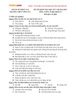 Đề thi học kì 1 môn Công nghệ lớp 10 trường THPT Vĩnh Cửu, Đồng Nai năm học 2014  2015 