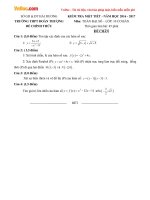 Đề kiểm tra 45 phút môn Toán (Đại số) lớp 10 trường THPT Đoàn Thượng, Hải Dương năm học 2016  2017
