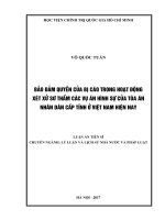 Bảo đảm quyền của bị cáo trong hoạt động xét xử sơ thẩm các vụ án hình sự của tòa án nhân dân cấp tỉnh ở việt nam hiện nay 