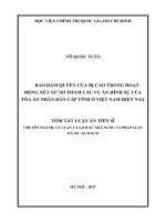 Bảo đảm quyền của bị cáo trong hoạt động xét xử sơ thẩm các vụ án hình sự của tòa án nhân dân cấp tỉnh ở việt nam hiện nay (tt) 