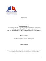 TÁC ĐỘNG CỦA ĐẦU TƯ TRỰC TIẾP NƯỚC NGOÀI (FDI) ĐẾN NGÀNH NÔNG LÂM THỦY SẢN CỦA VIỆT NAM: CÁC NHÂN TỐ TÍCH CỰC, HẠN CHẾ VÀ LỘ TRÌNH GIẢI QUYẾT