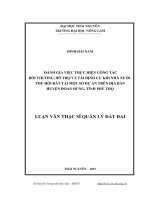 Đánh giá việc thực hiện công tác bồi thường, hỗ trợ và tái định cư khi Nhà nước thu hồi đất tại một số dự án trên địa bàn huyện Đoan Hùng, tỉnh Phú Thọ (LV thạc sĩ)