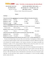 Đề thi học kỳ 1 môn Tiếng Anh lớp 10 năm học 2016  2017 có đáp án 