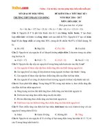 Đề kiểm tra 1 tiết học kì 1 môn Hóa học lớp 10 trường THPT Phạm Văn Đồng, Đăk Nông năm học 2016  2017 