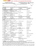 Đề thi học kỳ 1 môn Tiếng Anh lớp 10 trường THPT Nguyễn Công Hoan, Hưng Yên năm học 2016  2017 