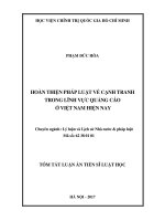 Hoàn thiện pháp luật về cạnh tranh trong lĩnh vực quảng cáo ở việt nam hiện nay (tt) 