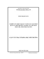 Nghiên cứu hiện trạng và đề xuất giải pháp quản lý môi trường tại khu vực mỏ than Phấn Mễ, tỉnh Thái Nguyên (LV thạc sĩ)