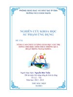 NÂNG CAO CHẤT LƯỢNG GIÁO DỤC GIÁ TRỊ SỐNG CHO HỌC SINH THCS THÔNG QUA HOẠT ĐỘNG NGOẠI KHÓA