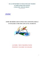 skkn tiếng anh 11 SOME METHODS USED TO PRACTICE LISTENING SKILLS IN ENGLISH 11 FOR THE LOW LEVEL STUDENTS 