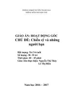 GIÁO ÁN HOẠT ĐỘNG GÓC CHỦ ĐỀ Chiến sỹ và những người bạn