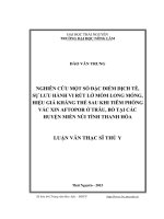 Nghiên cứu một số đặc điểm dịch tễ, sự lưu hành vi rút LMLM, hiệu giá kháng thể sau tiêm phòng vắc xin Aftopor ở trâu, bò tại các huyện miền núi của tỉnh Thanh Hóa (LV thạc sĩ)