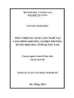 Phát triển du lịch làng nghề tại làng Đông Khương, xã Điện Phương, huyện Điện Bàn, tỉnh Quảng Na