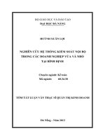 Nghiên cứu hệ thống kiểm soát nội bộ trong các doanh nghiệp vừa và nhỏ tại Bình Địn
