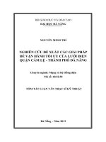 Nghiên cứu đề xuất các giải pháp để vận hành tối ưu của lưới điện quận Cẩm Lệ - Thành phố Đà Nẵng