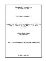 Nghiên cứu việc vận dụng chính sách kế toán tại công ty cổ phần tư vấn thiết kế xây dựng Đà Nẵng